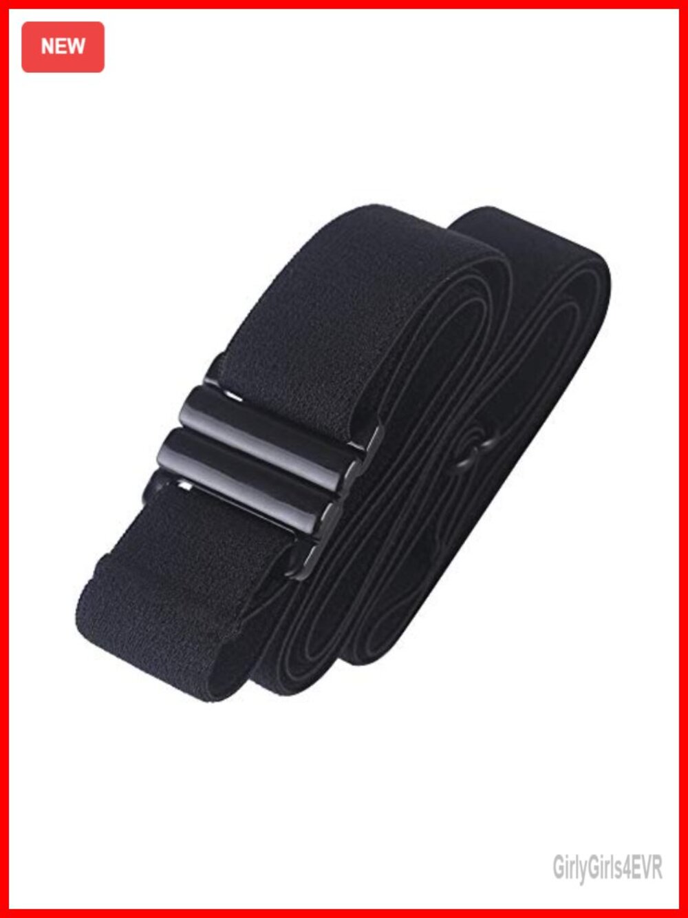No-Show Stretch Belt, Flat Buckle, Non-Slip Gel Lining, Elastic